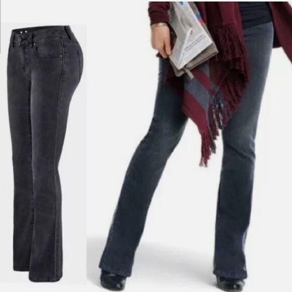 CAbi Curvy Slim Boot Jeans Denim Stretch Size 6 long Shadow Gray - Picture 1 of 5